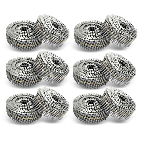 Image of 3600 Count Stainless Steel Coil Nails 15-Degree Collated Wire Coil Nails 1-1 /2 Inch, 0.09 Inch Ring Shank `