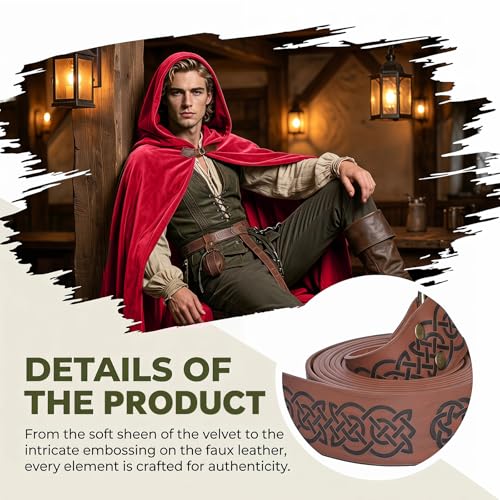 Image of Renaissance Hooded Cloak Set for Men Women Medieval Costume for Halloween