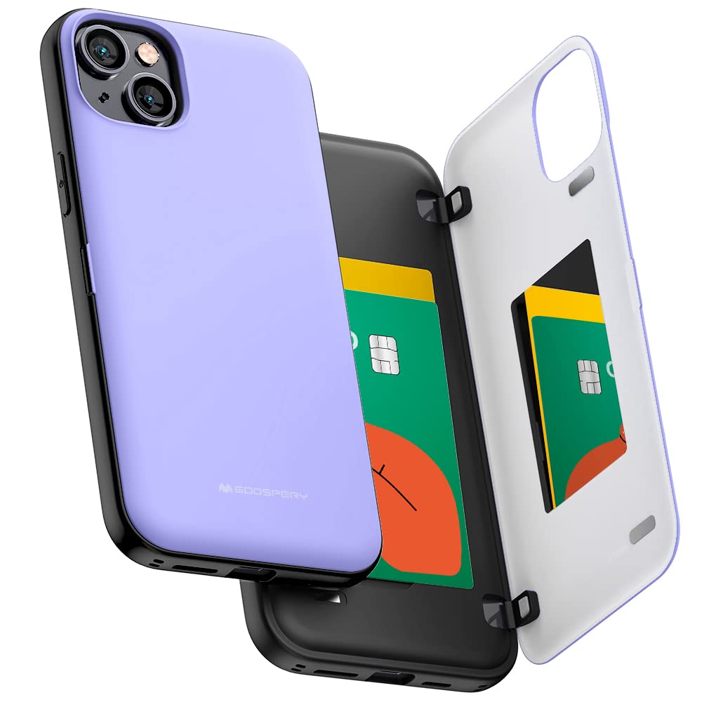 GOOSPERY Magnetic Door Bumper Compatible with iPhone 15 Plus Case, Card Holder Wallet Easy Magnet Auto Closing Protective Dual Layer Sturdy Phone Back