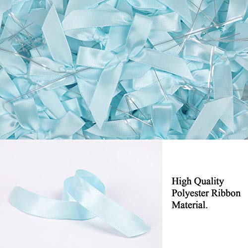 100 Pack Blue Satin Ribbon Twist Tie Bows for Treat Bags, Gift Bags, Bakery Candy Bags and Package Decorating Ribbon Bow, Bowknot for Gifts - Thumbnail 3