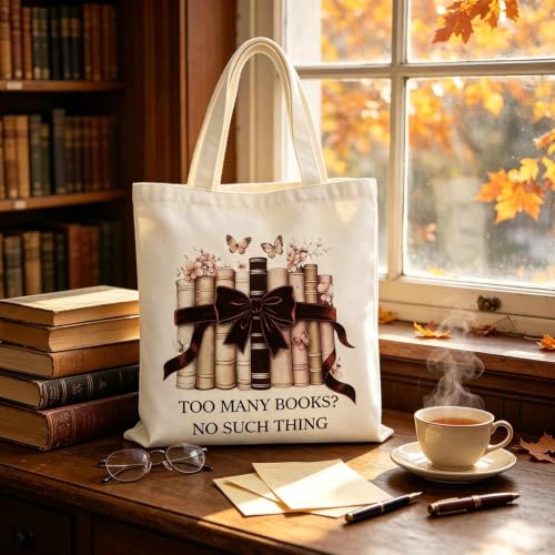 yuboo Cute Canvas Tote Bag, Book Lovers Gifts - Christmas Gift for Women - image 8