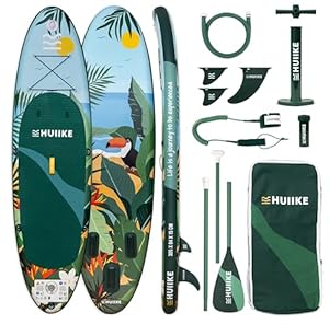HUIIKE Stand Up Paddling Board mit Zubehör, Paddel, Finnen, Pumpe. Paddle Sup Board Aufblasbar Hohe Stabilität und Widerstandsfähigkeit. 305 x 84 x 15 cm, Belastbar bis 130 kg