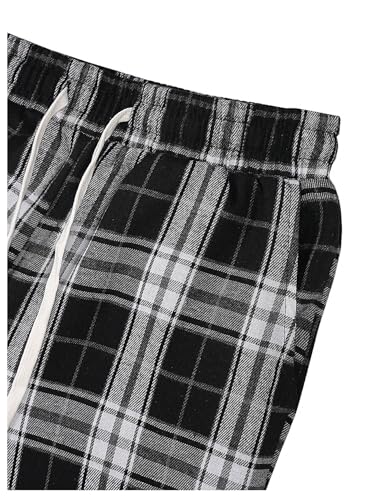 GORGLITTER Men's Checkered Baggy Pants Plaid Wide Leg Flared Drawstring Trousers with Pockets4