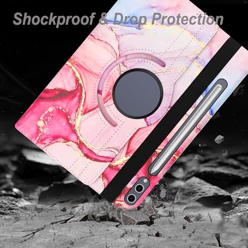 Image of TGK Rotating Flip Cover for Samsung Galaxy Tab S9 FE+ /S9 Plus /S10+ 12.4 inch Case Printed (Pink Marble)