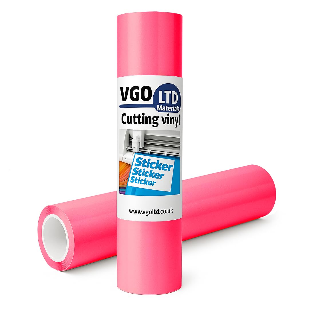 vgoltd Permanent Adhesive Vinyl Roll –Glossy Self Adhesive Cutting Vinyl Easy Weed Vinyl for Decals Mugs Car Stickers & DIY Crafts Compatible with Cricut & Silhouette Machines (Hot Pink, 30 x 500 cm) — image 1