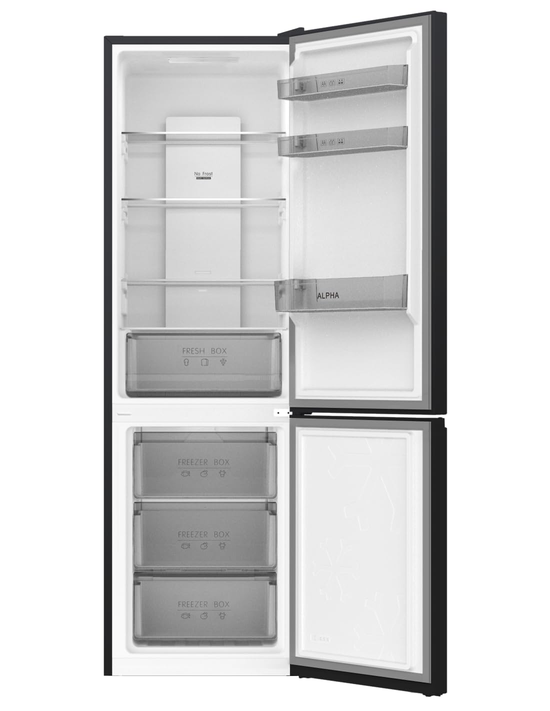 ALPHA Frigorífico Combi Pegasus Elite-185, Negro, No Frost