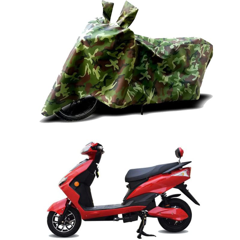 Image of 100% Water Resistant Bike Scooty Two Wheeler Body Cover Compatible For Tunwal Lithino 2.0 STD /UV-Rays /Heat Protection /Birds Dropping /Scratchproof /Dust proof /Waterproof /All Varient[Green MJ]