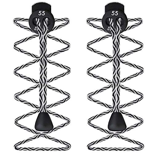 55 Sport Zig Zag Patrón Elástico Cordones de bloqueo para correr y triatlón, hombre mujer Infantil, Black & White (3 Pack), niños (talla 0 Reino Unido)