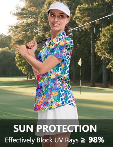 Image of LOMON Womens Golf Polo Shirts Summer Short Sleeve 1 /4 Zip Tops Moisture Wicking Casual Tennis Activewear with Pockets