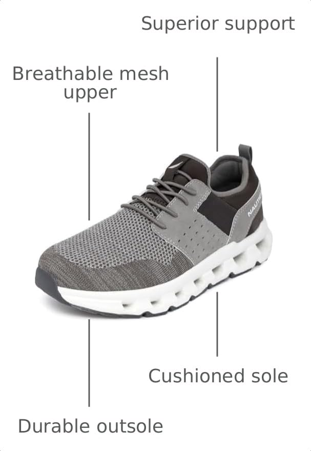Image of Nautica Mens Running Sneakers Sport Fashion Lace-Up Athletic Soft Shoes for Gym Tennis Men - Cushioned, Breathable, Lightweight & Comfortable
