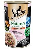 sheba cibo umido per gatti nature's collection in salsa con salmone guarnito con patata dolce e fagioli verdi, 12 lattine (12 x 400 g)