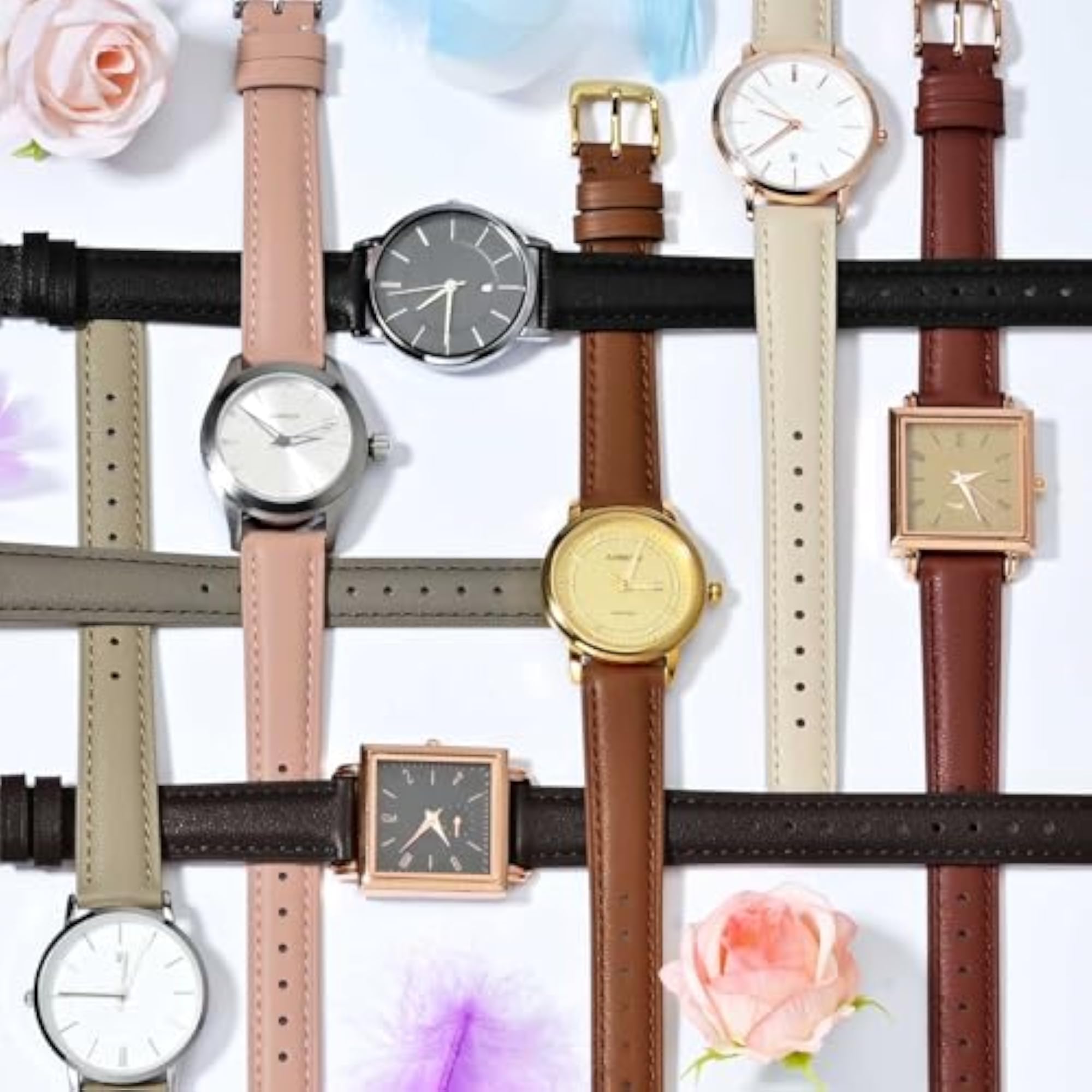 Flat Thin Elegant Genuine Leather Watch Strap for Women