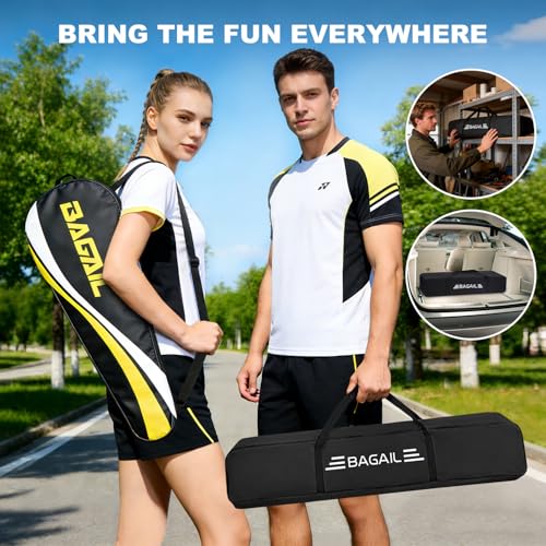 Image of BAGAIL Badminton Net, Height Adjustable Kids Volleyball Net, Foldable Nylon Net 10 ft /14ft /17ft Wide, Tennis Net, Small Pickleball Net for Backyard Game and Indoor Outdoor Use, Easy Setup