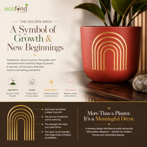 Image of ecofynd 4.5 Inch Rainbow Arch Terracotta Pot for Indoor Plants, Decorative Clay Planter for Home, Living Room, Balcony, Office & Garden, Flower Pot for Herbs & Houseplants (TPOT007-BRN)