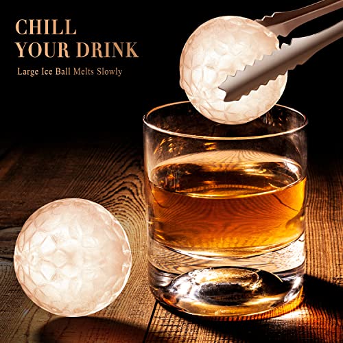 Icexxp Whiskey Ice Ball Maker, 2.2" Round Ice Cube Trays With Lid And Bin, Large Ice Cube Tray With Container, Easy To Fill & Release, Sphere Ice Tray With Ice Bucket & Tong, For Whiskey Cocktails #TOP1
