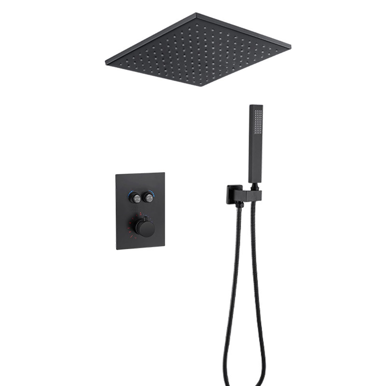 Ensemble de pommeau de douche et flexible noirs en laiton de qualité supérieure
