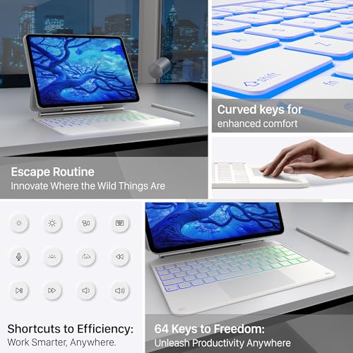 Image of typecase Edge Keyboard Case for iPad 11th Gen A16 (2025) & 10th Gen 10.9 inch (2022) - Multi-Touch Trackpad, 11-Color Backlit Magic-Style Keyboard - Floating Magnetic Stand, Pencil Holder - Ivory White