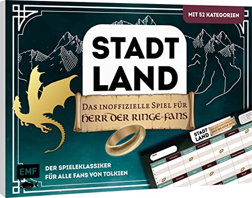 Stadt Land das inoffizielle Spiel für Herr der Ringe-Fans Der Spieleklassiker für alle Fans von Tolkien: Der ultimative Stadt Land Fluss-Block mit 52 Kategorien aus der beliebten Fantasy-Reihe