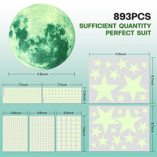Estrellas y Luna que Brillan en la Oscuridad 893 Piezas miniatura 2
