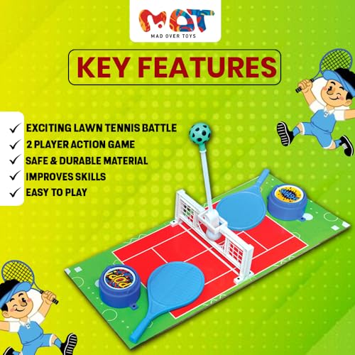 Image of Lawn Tennis Battle Big|Fast-Paced Tabletop Tennis Game for Kids & Adults|2-Player Head-to-Head Action |Includes Rackets, Ball & Net | Indoor Sports Game|Birthday Gift for Kids 5+ Years