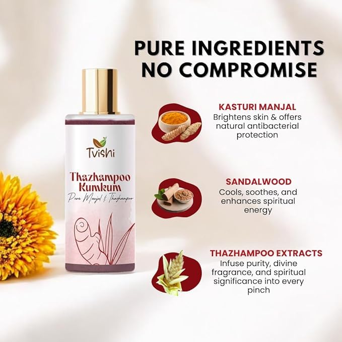 Image of Thazampoo Kumkum Maroon - 50 Gms - Pack of 2 | Organic Maroon Kumkum Bindi Powder for Women | Organic Sindoor