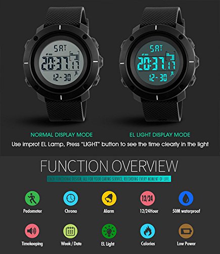 Fanmis Military Sports Quartz Analog Digital Waterproof Luminous Black Silicone Watch Blue3