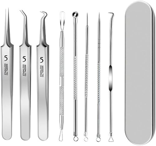 Kit de pinzas para eliminar puntos negros, pinzas ultrafinas, extractor de manchas de puntos negros, aguja de acné, limpiador facial, herramienta