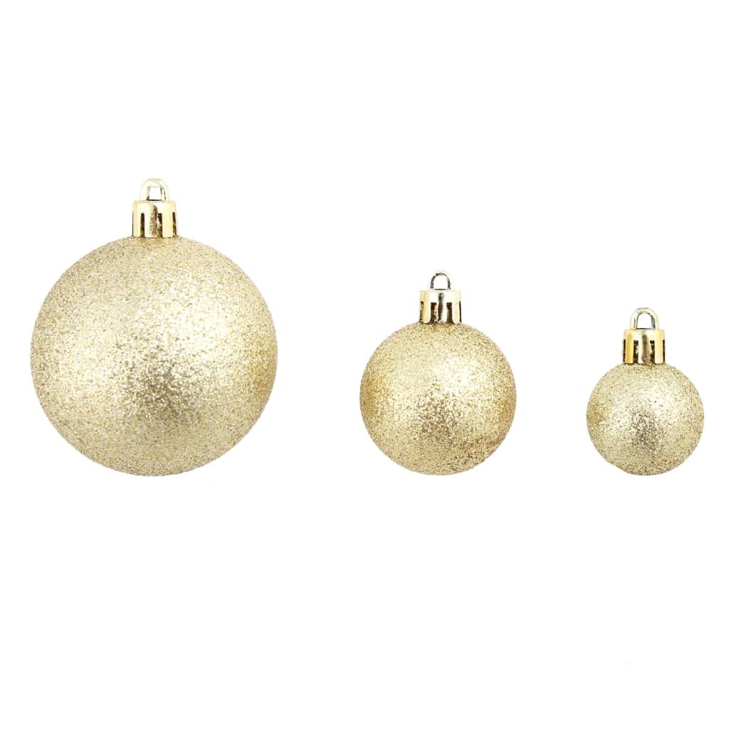 Juego de 100 bolas de Navidad doradas brillantes, plástico, 3/4/6 cm, con hilo, decoración tradicional festiva