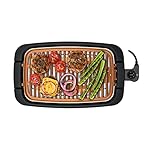 Chefman Smokeless Indoor Electric Grill, Copper, Extra Large, Nonstick Table Top Grill for Indoor Grilling and BBQ with Adjustable Temperature Control, Nonstick Dishwasher-Safe Parts, 9" x 15"