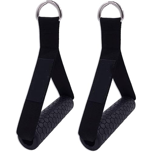 XXXDXDP 2 PCS Resistance Band Handle Tricep Rope Cable Machine Attachments with Super Strong Nylon Webbing TPE Grip with Solid ABS Cores (Color : Gray)