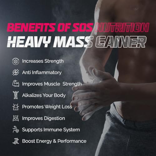 Image of SOS Nutrition High-Calorie Heavy Mass Gainer Protein Powder (Strawberry 1kg) | 81g Protein | Weight Gainer for Men & Women | Muscle Growth & Strength | Ideal for Gym & Fitness