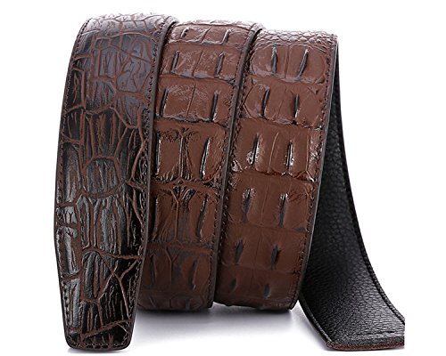 Mens Luxury Alligator Solf Ratchet Replacement 38mm Wide Leather Belts Straps For Men No Buckle