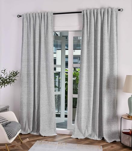 Gardinenbox 2 Vorhänge Chenille Vorhang Bouclé-Struktur HxB 245x140 cm Weiß Schwarz »Montana« Multiband-Aufhängung Pflegeleicht, 2023330-2