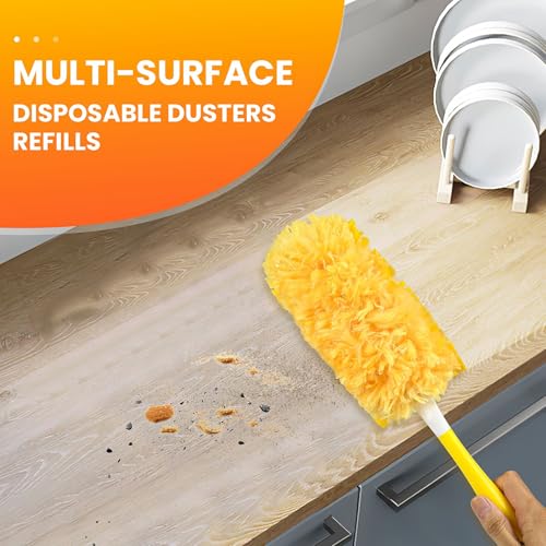 Pure Realm Duster Refills Compatible with Swiffer Dusters, Multi Surface 360 Heavy Duty Duster Refills & 1 Handle, Disposable Dusters for Cleaning (32 Count+1 Handle)