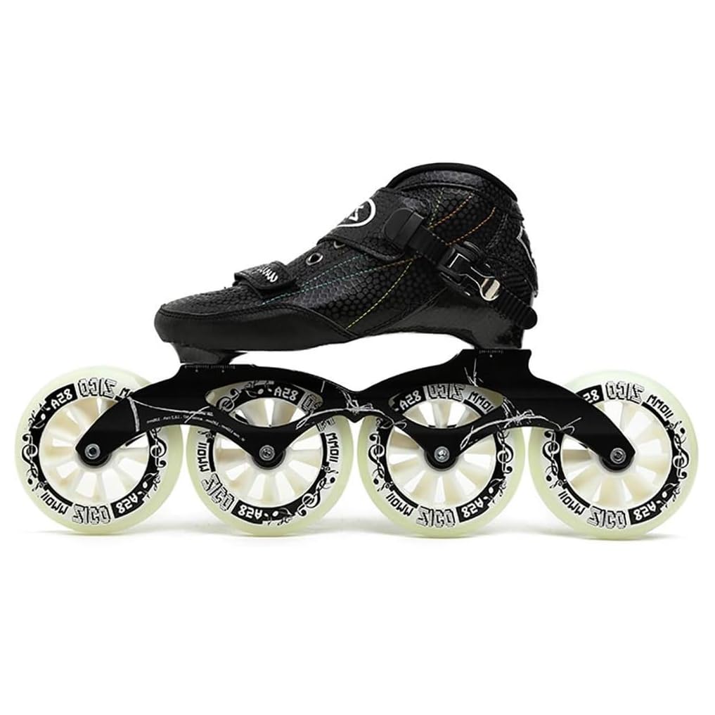 Speed ​​skates van carbonvezel – 3-wiel- of 4-wieluitvoering – Aluminium frame, ABEC-9 lagers, PU wielen – Lage race inline skates voor volwassenen