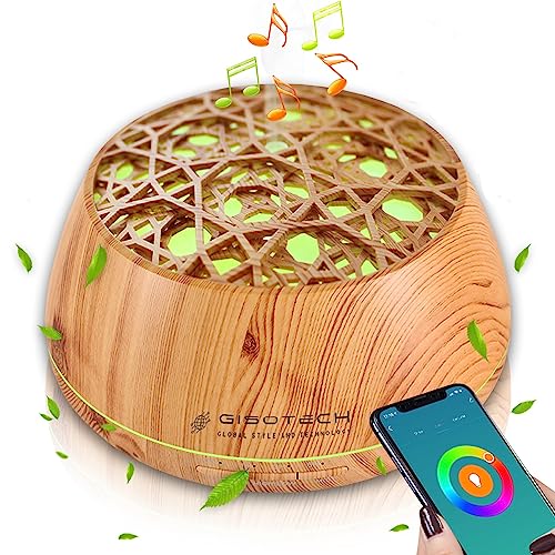 GISOTECH Alexa Difusor de Aceites Esenciales 400 ml, Altavoz Bluetooth, Aplicación Smart WiFi, 30 Luces LED, Ambientador, Humidificador, Difusor de Aceites Esenciales, para Hogar Oficina Yoga