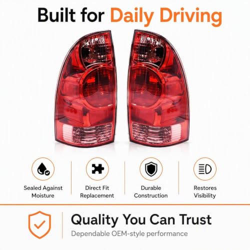 SUPAPRO Rear Bumper Tail Light Fit for 2005-2015 Toyota Tacoma LH+RH Replacement OE Model Red Brake Lamp with Bulb and Harness Kit by SUPAPRO - Used condition - Image 3