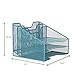 Mind Reader Metal Mesh Desktop File Organizer, 3-Tier Paper Tray with 5 Compartments, Office Mail Sorter, Turquoise