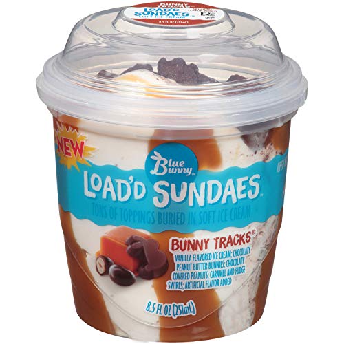 Blue Bunny Frozen Load\'d Sundaes Ice Cream Cup, Bunny Tracks, 8.5 Ounces