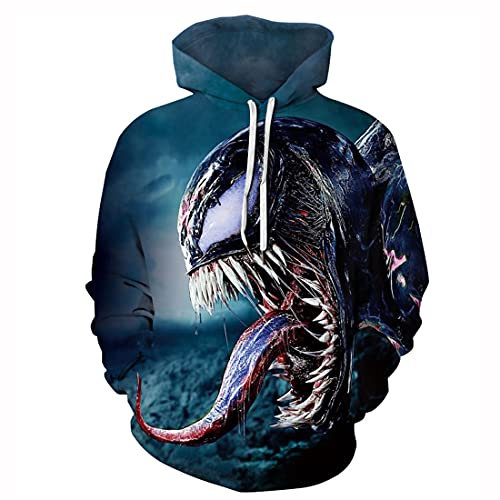 Leezeshaw Sweat à capuche Venom pour garçon, homme 3D super-héros Venom Carnage imprimé sweat à capuche pull haut S-3XL, Venom04, L Cover