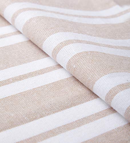 Image of Encasa XO Dining Table Napkins Set of 6, 50x50 cm | Machine Washable Reusable, Recycled Cotton Cloth Napkin, Soft & Absorbent, Table Decor for Hotels, Farmhouse - White & Franca Beige Stripes