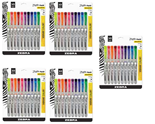 Zebra Zazzle Liquid Ink Highlighter, Chisel Tip, Assorted Colors, 10-Count - 5 Pack