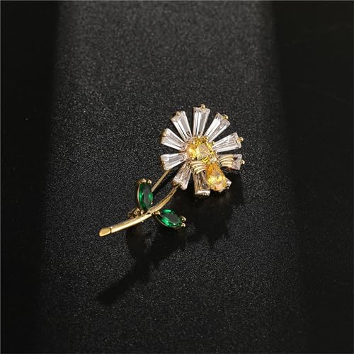 Image of WCRAZYE Sunflower Flower Brooch Pin for Women Girls Elegant Enamel Crystal Rhinestone Yellow Flower Plant Brooch Pin, Charm Sun Flower Coat Brooch for Mom Christmas Valentine's Day Jewelry Gifts