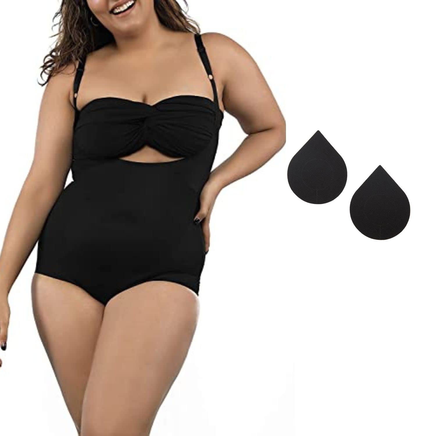 Combo Bodysuit Shapewear & Nipple Pasties (Pack of 1 Shapewear & 10 Pairs Pasties) For Upper Body Sculpting & Stick-On Pasties for Complete Coverage-image-32