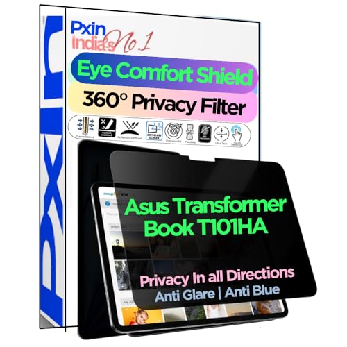 Image of PxIn Tablet Privacy Screen Guard compatible with Asus Transformer Book T101HA | No.1 | Anti Glare | Anti Blue Light | Anti UV | 4 Way Privacy Filter | 360 Privacy | Eye Protect