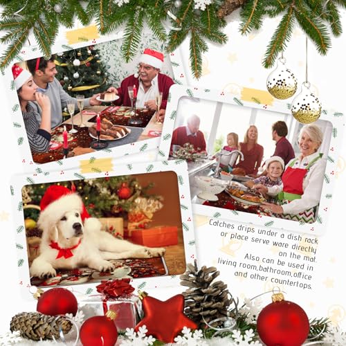 Meirrnyyu ME4DS9 2 Pcs Xxl Christmas Dish Drying Mat,Absorbent Microfiber Mats thumb #6