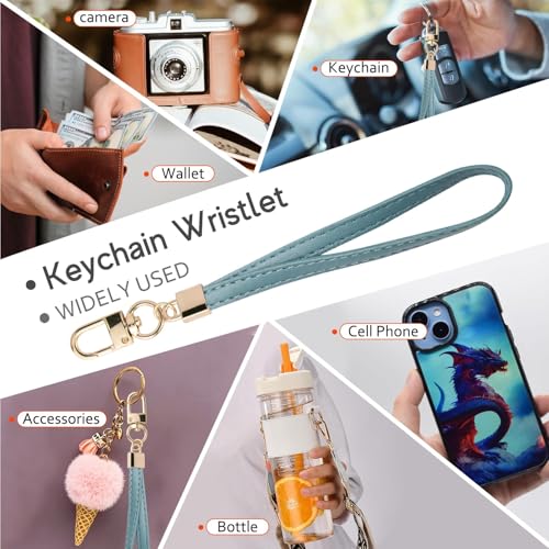 Image of KNGITRYI Small Wristlet Wallets for Women RFID Credit Card Holder Wallet Keychain Wristlet Wallet Credit Card Wallets for Women (Denim blue)