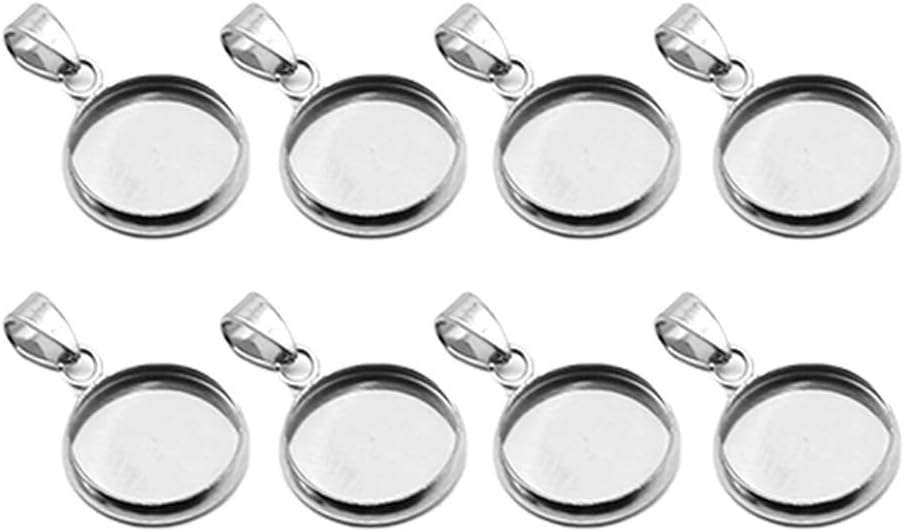 EXCEART 20pcs Trays Pendants Stainless Steel Round Cabochons Settings Bezels Base Blanks Charms Kit for Photo Necklace Bracelet Jewelry Making (Silver 16mm) - Image 9
