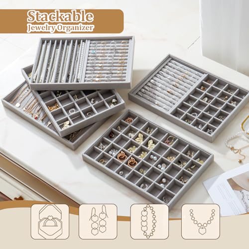 Image of Large Velvet Jewelry Tray Display Drawer Inserts 2 Pack