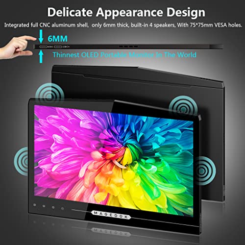 Image of OLED Portable Touchscreen Monitor, 13.3 inch 2K 1MS Portable Gaming Monitor 100% DCI-P3 Ultra-Thin Computer External Display, External Second Screen USB C /HDMI with Smart Cover